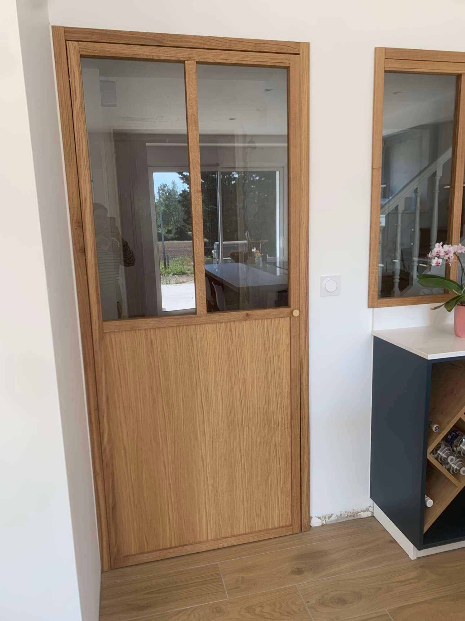 Verrière intérieure bois avec vitrage, séparation cuisine et pièce de vie, secteur Vitré